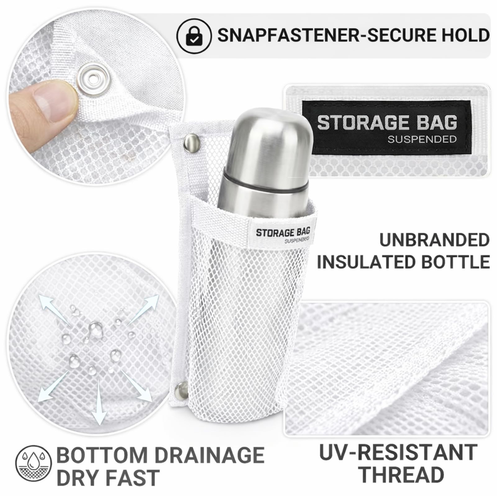 Marine Mesh Single-Pocket Boat Gear Storage Bag, Black Large Fabric Boat Cup …