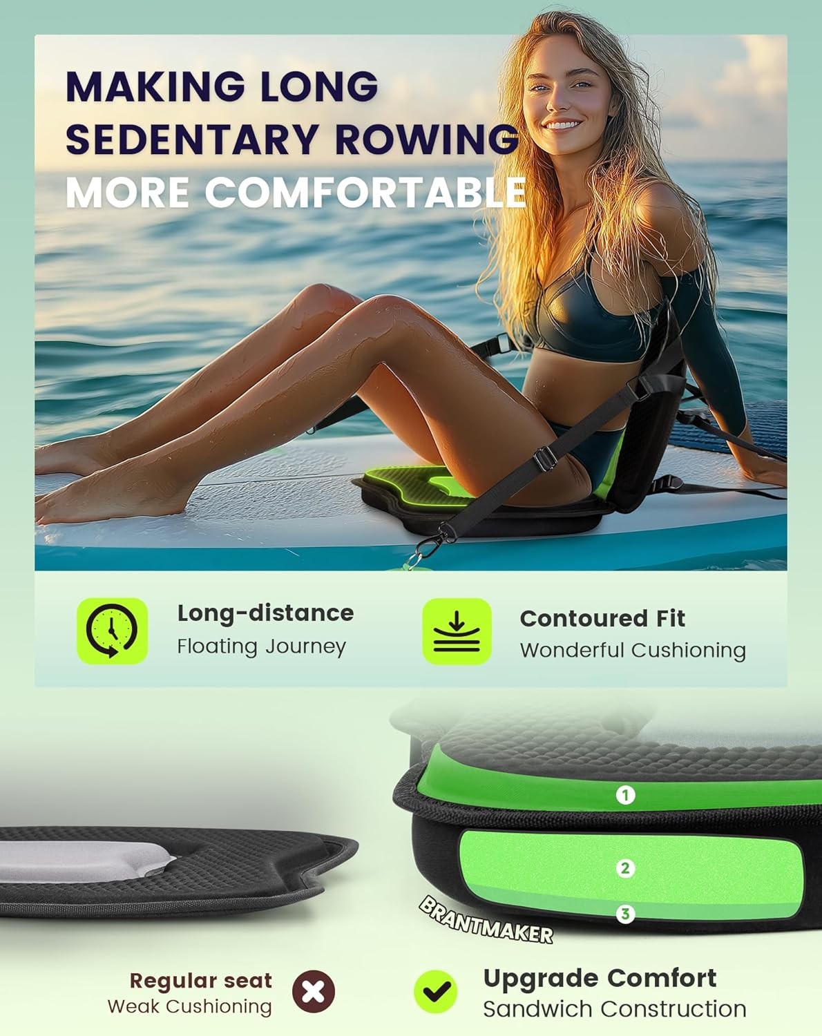 Kayak Seats with Back Support, Paddle Board Seat, Universal Thicken Cushion f…