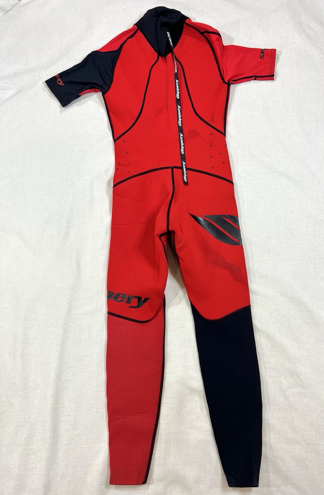Slippery Wetsuit Short Sleeve + Jacket 2 Piece Neoprene Red Black Unisex Small