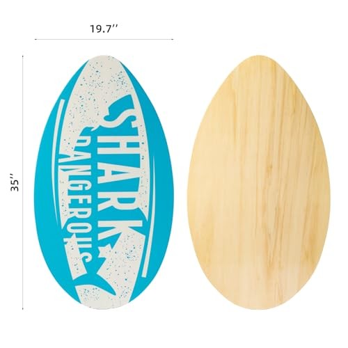 Skimboard 35 Inch Skim Boards for Beach Adults ＆ Kids, High Gloss Blue shark