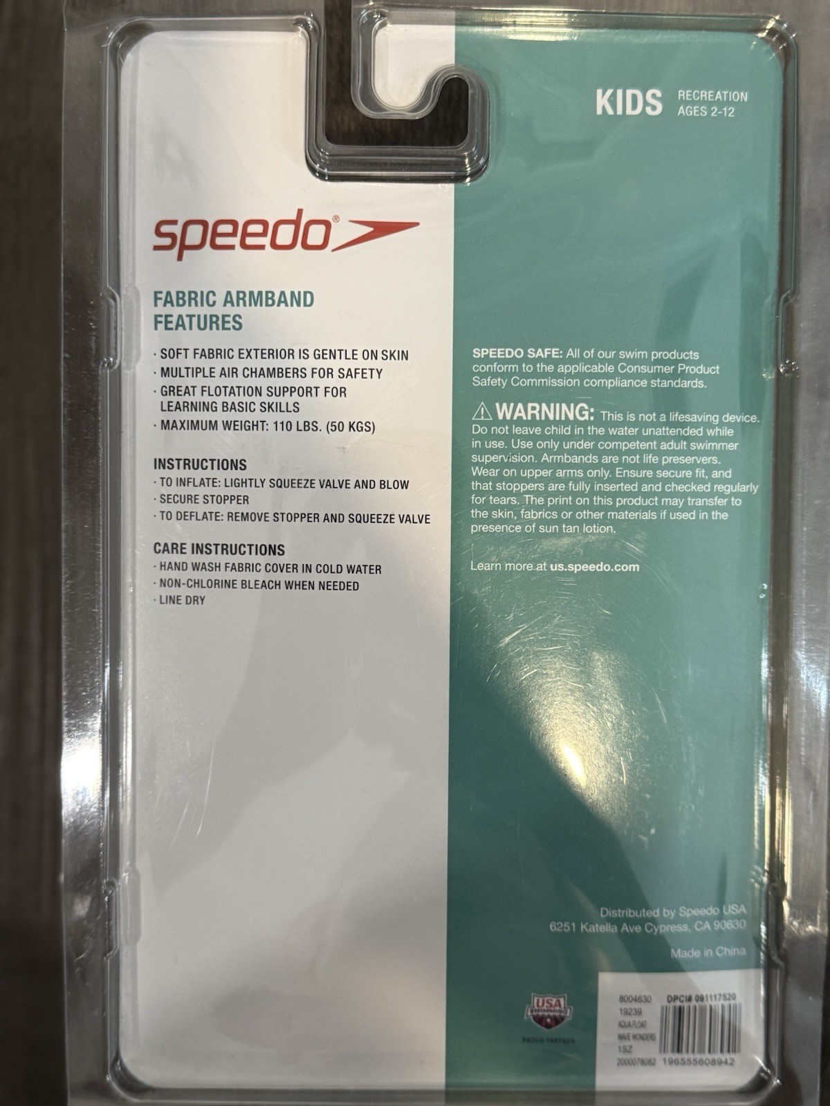 Speedo Kids Begin to Swim Fabric Arm Bands Ages 2-12 Blue 110lb Max.