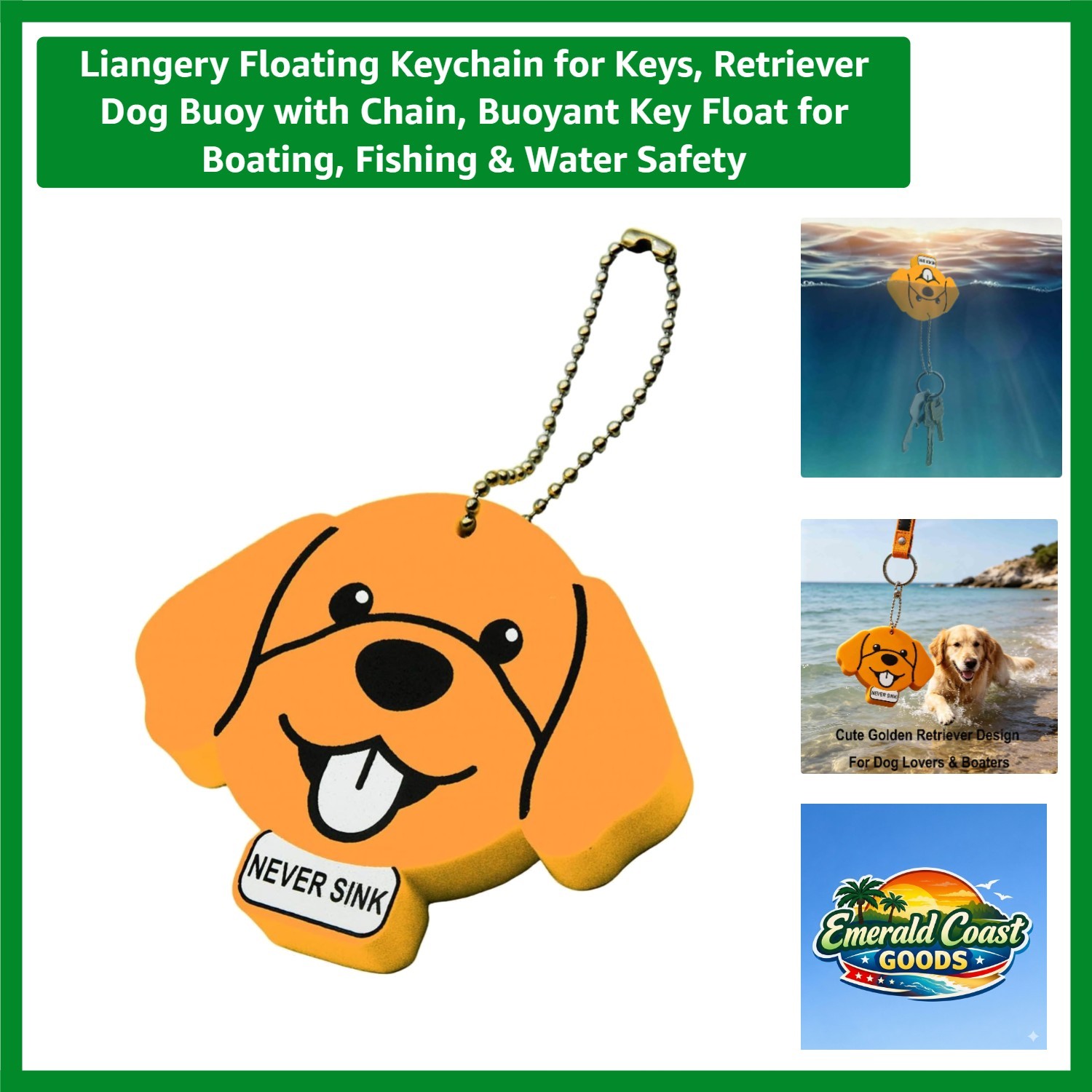 Floating Keychain for Keys, Retriever Dog Buoy with Chain, Buoyant Key Float …