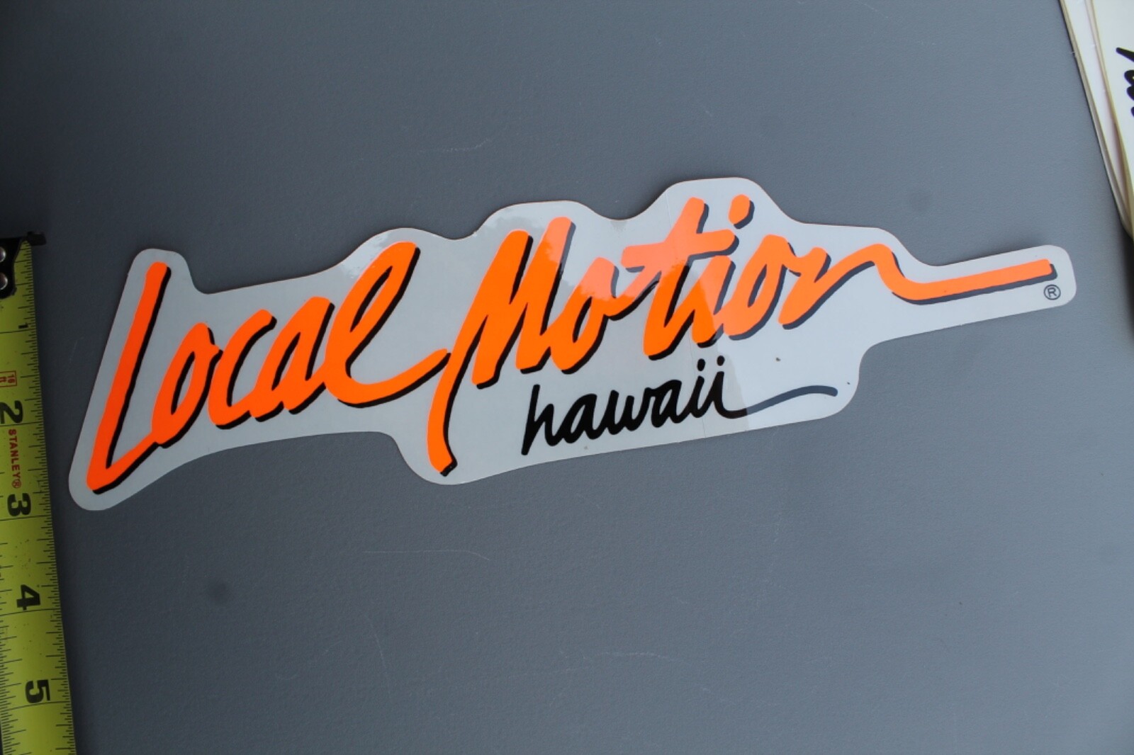 LOCAL MOTION Hawaii Surfboard Clear Neon Orange 80’s LM1 Vintage Surfing STICKER