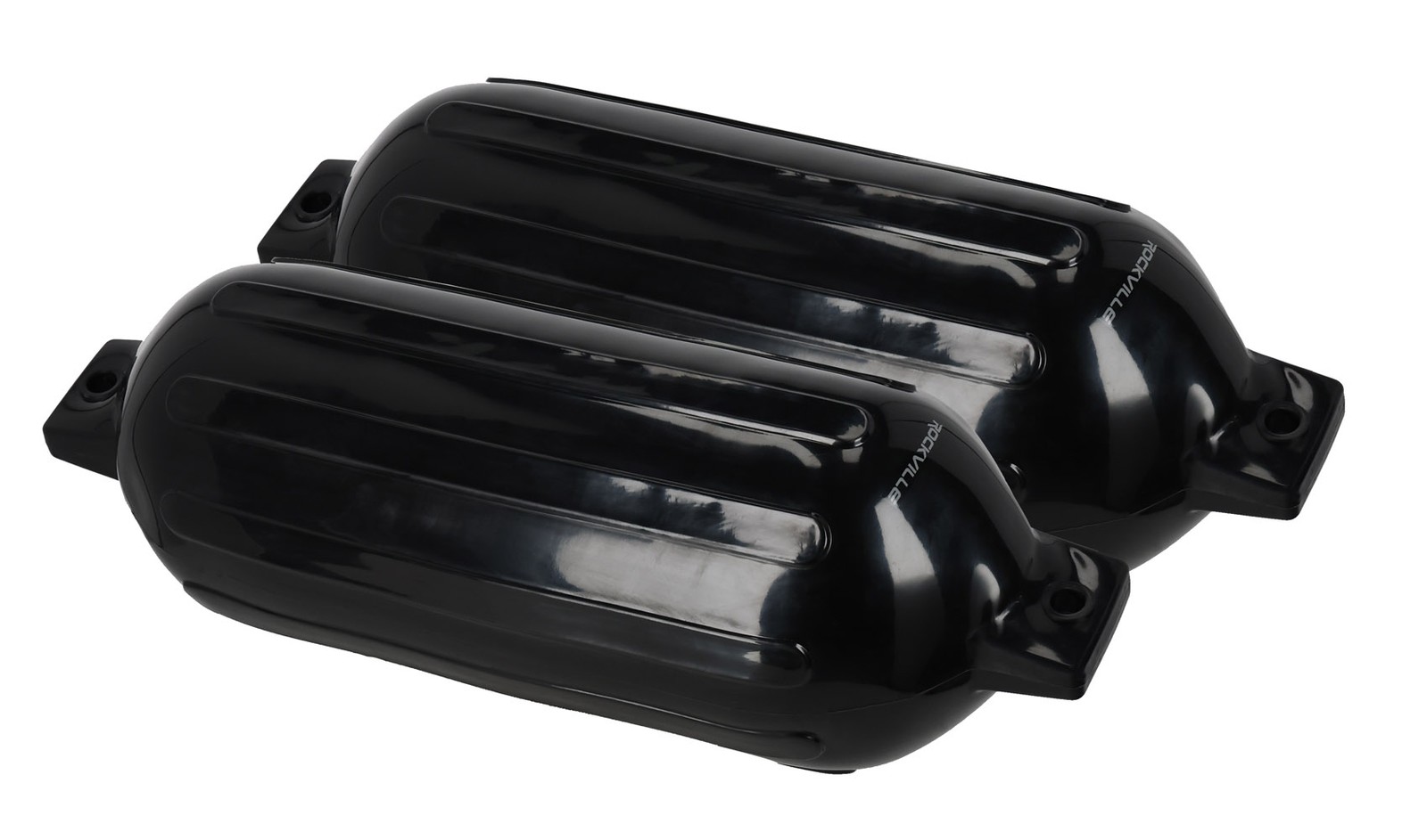 Rockville FEN210-BLACK Boat Fender Package 2 Bumpers 10″x30″, 2 Covers, 2 Lines