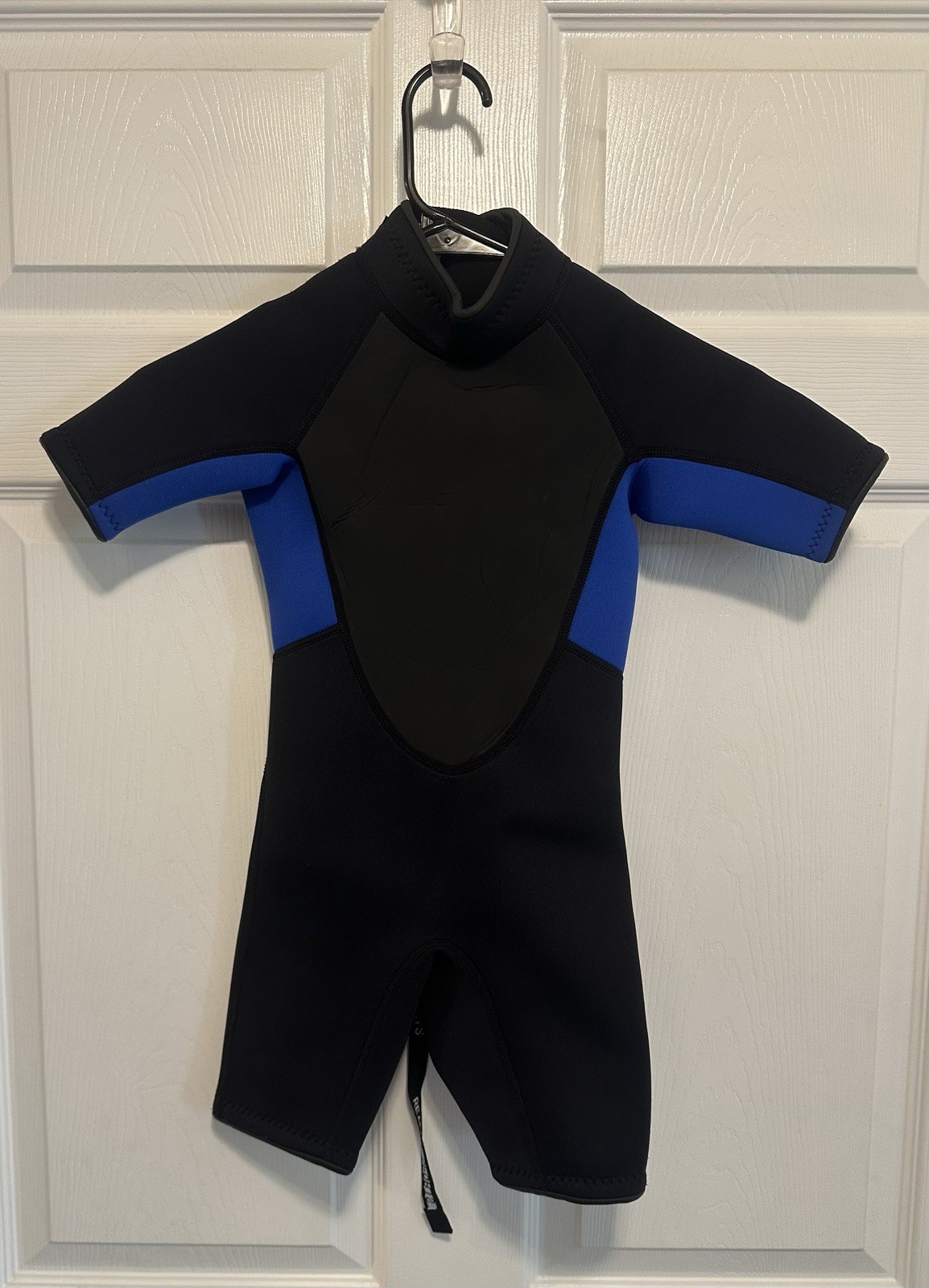 REALON 3mm Neoprene Kids Wetsuit Shorty Swimsuit Back Zip Black Blue XS
