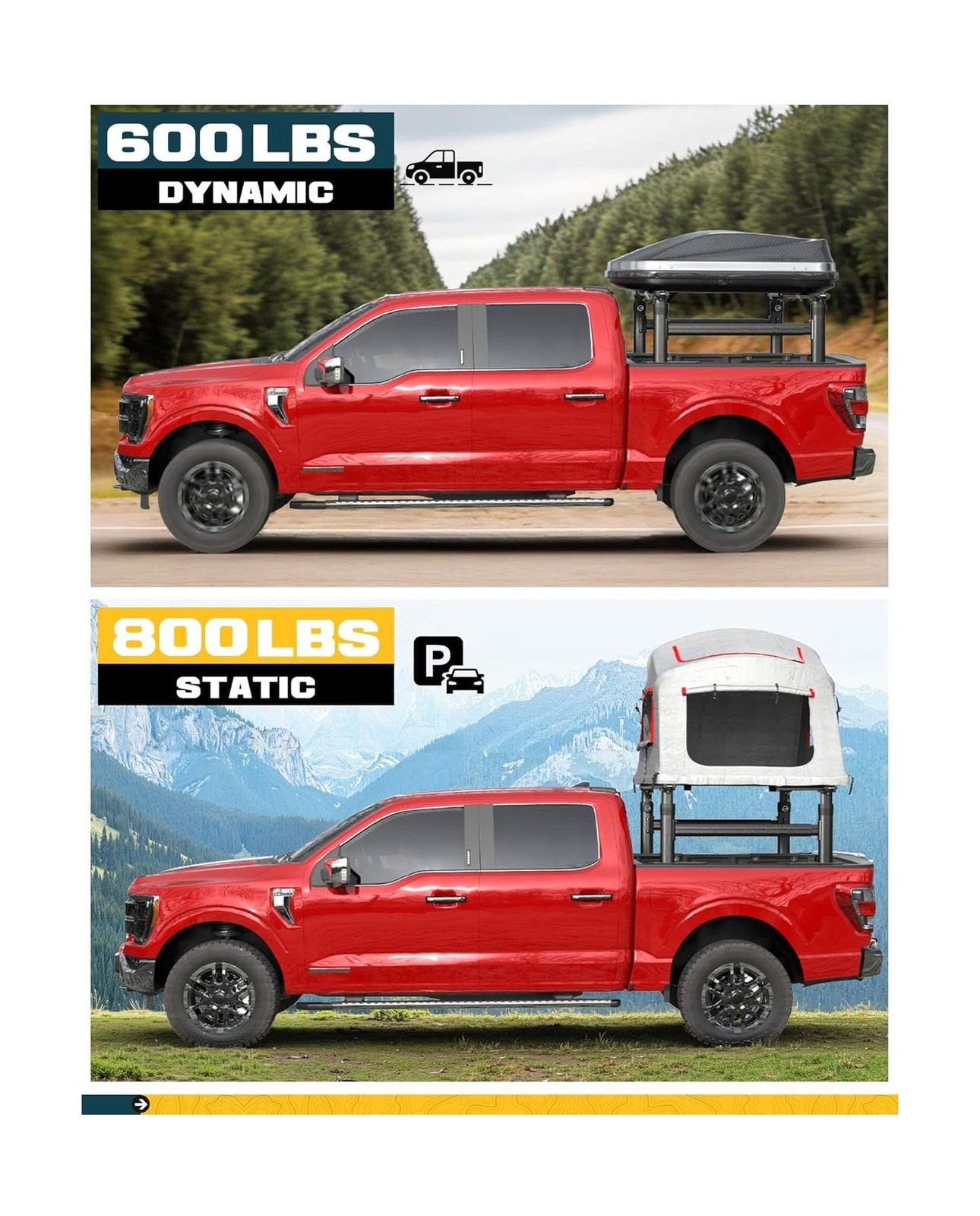Ladder Rack for Truck with T-Slot Tonneau Covers, 800 LBS Capacity Truck Bed …