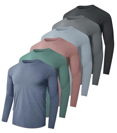 6 Pack Men Dry Fit Medium 1 Black 1 Gray 1 Heather Gray 1 Blue 1 Red 1 Green