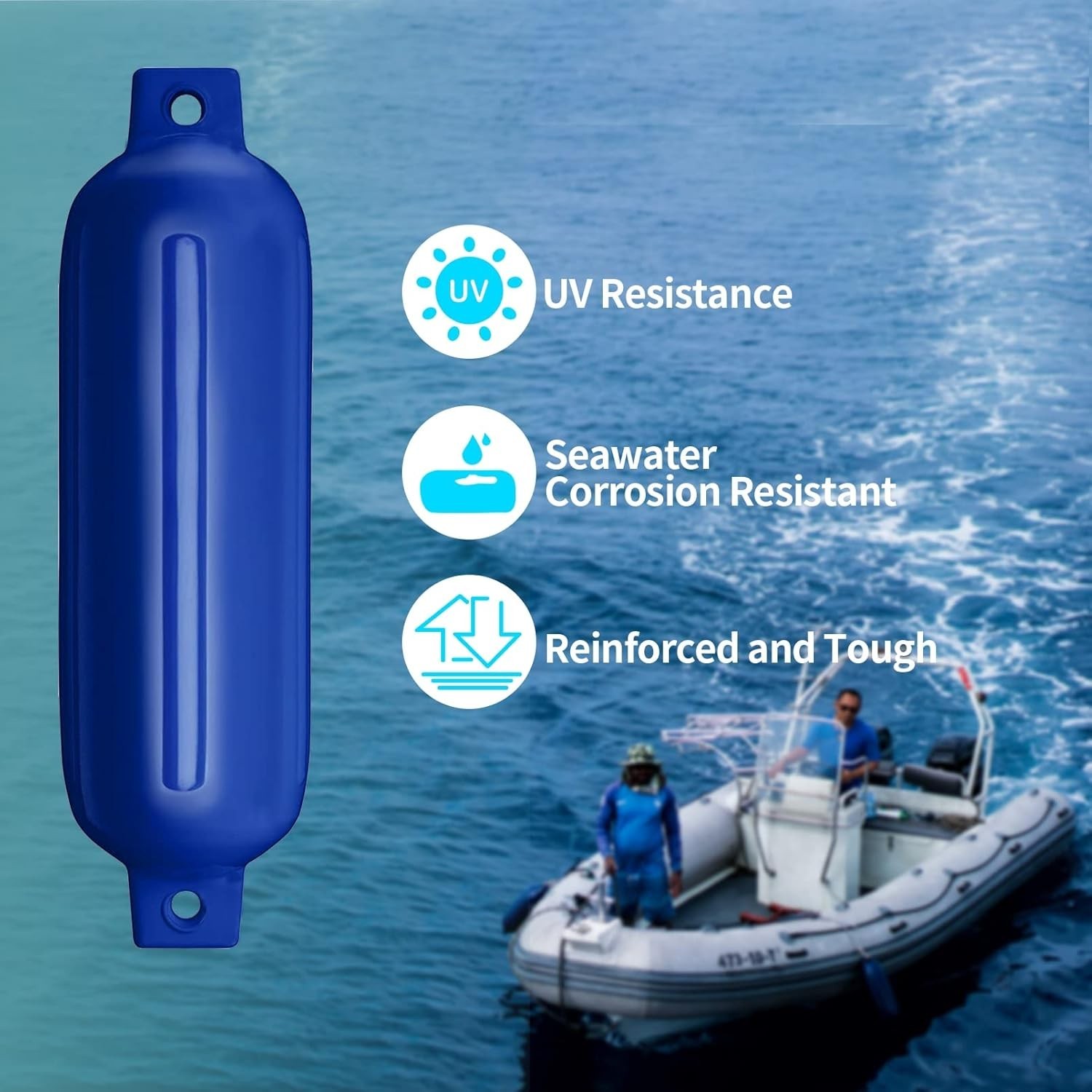 Boat Fenders 4Pack 4.5″/5.5.”/6.5″/8.5″ Inflatable Ribbed Marine Boat Fender …
