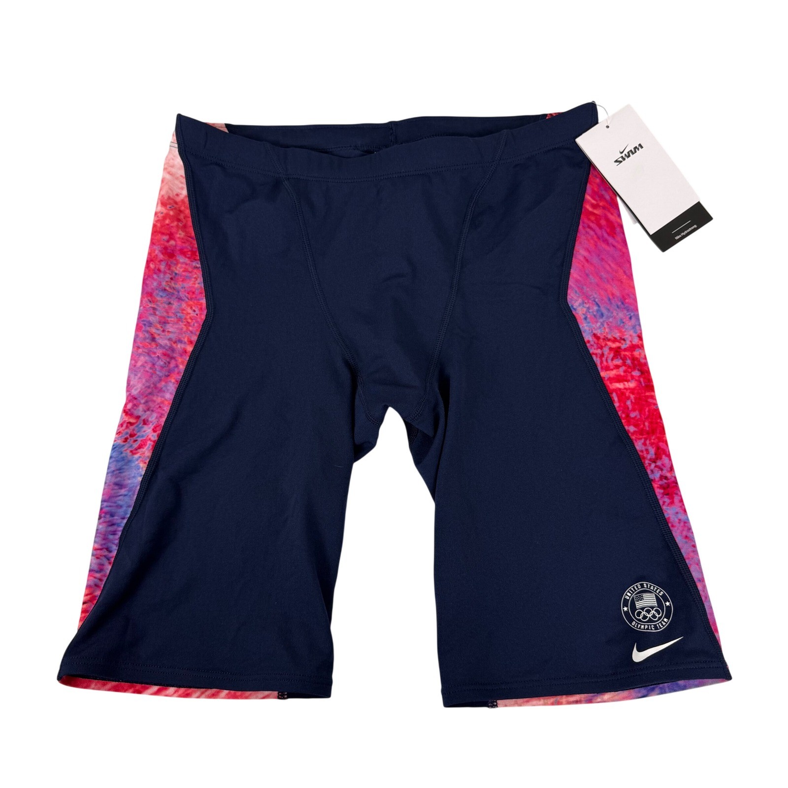 Nike Swim Hydrastrong Team USA Olympic Jammer Swimsuit Navy Red Mens 34 NWT