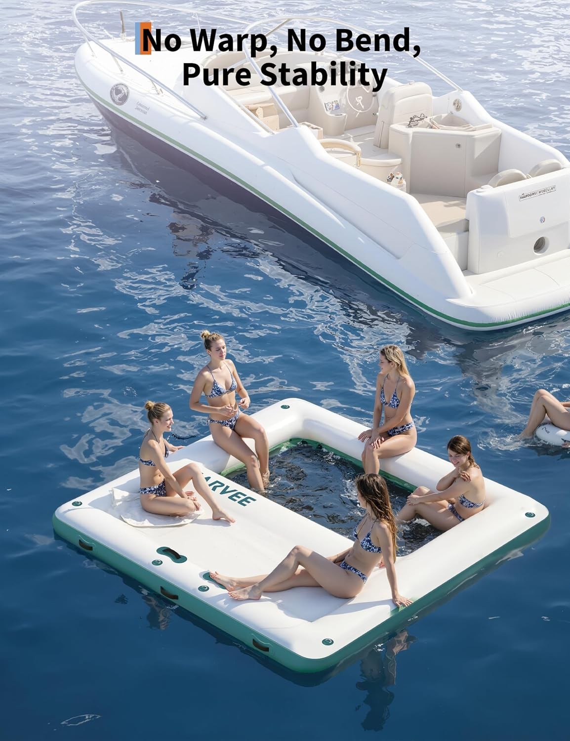 10x10FT Inflatable Floating Dock Floating Water Dock Raft Platform Mat w/Ladder