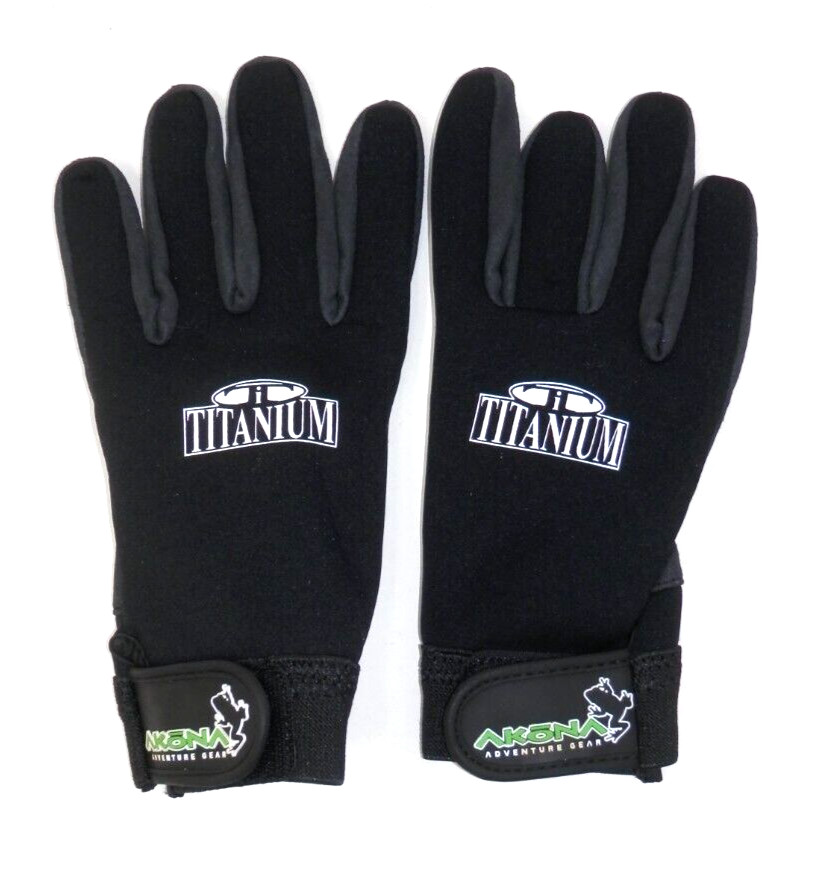 Akona Adventure Gear Titanium Amara Scuba Gloves LARGE 2.0mm Neoprene Black NEW