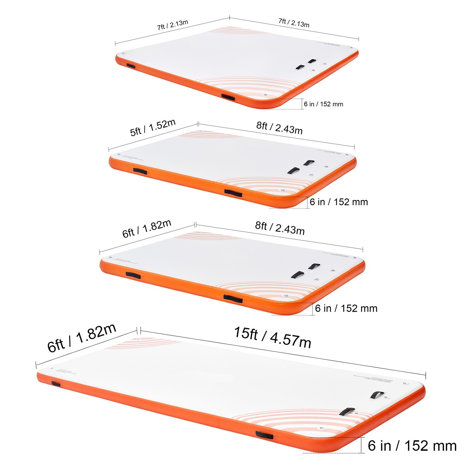 VEVOR Inflatable Floating Dock 15×6/8×6/10×8/6x5FT Inflatable Dock Platform Mat