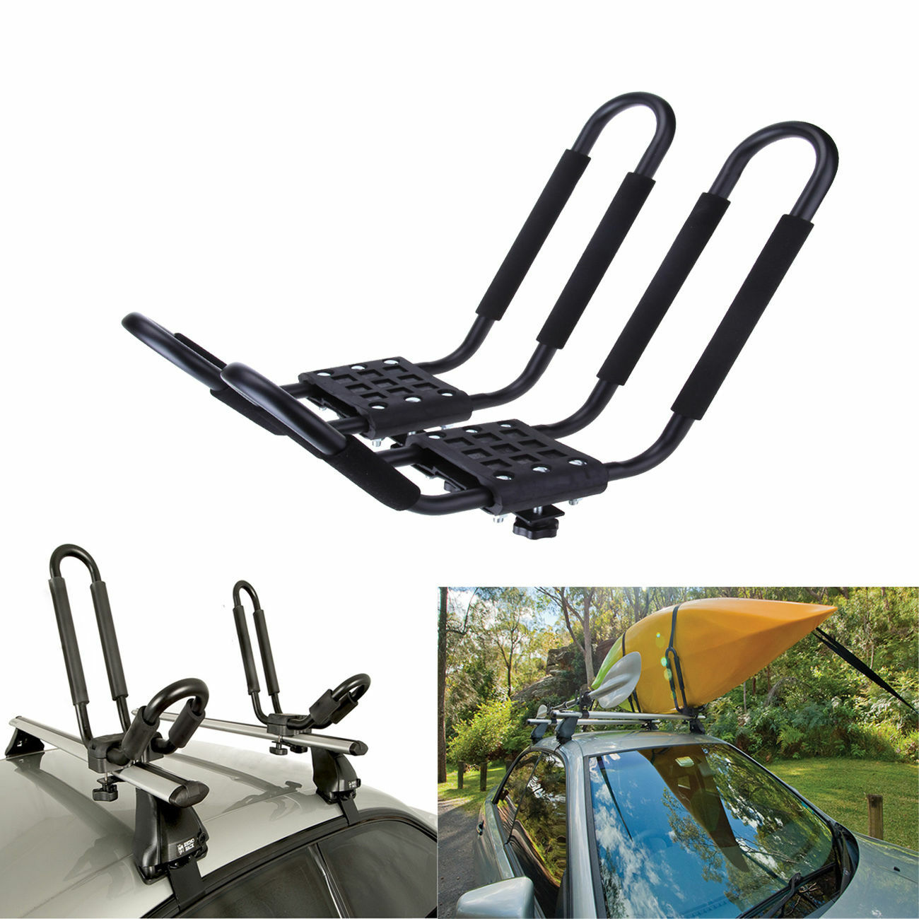 1/2/4 Canoe Boat Kayak Roof Rack For SUV Car Truck Top Mount Carrier J Cross Bar