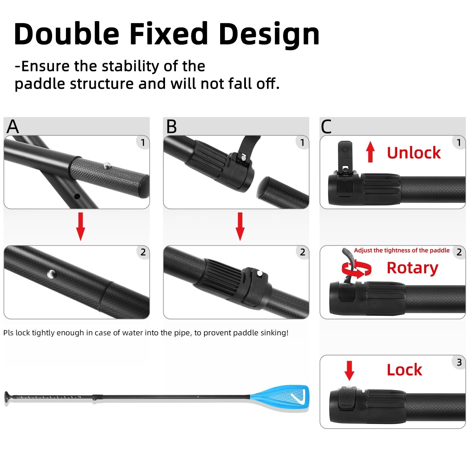 LEDONNE Carbon SUP Paddles 3 Piece Adjustable Stand Up Paddle Board Paddles L…