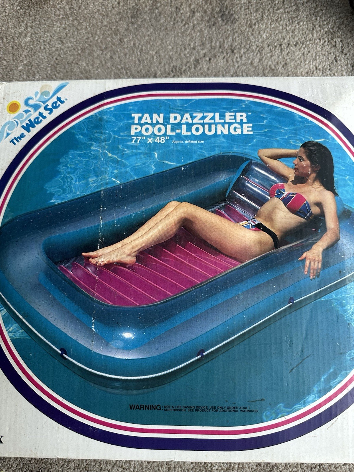 New VTG 1997 Intex Wet Set Premium Tan Dazzler Pool Lounge #58804 77″X48″