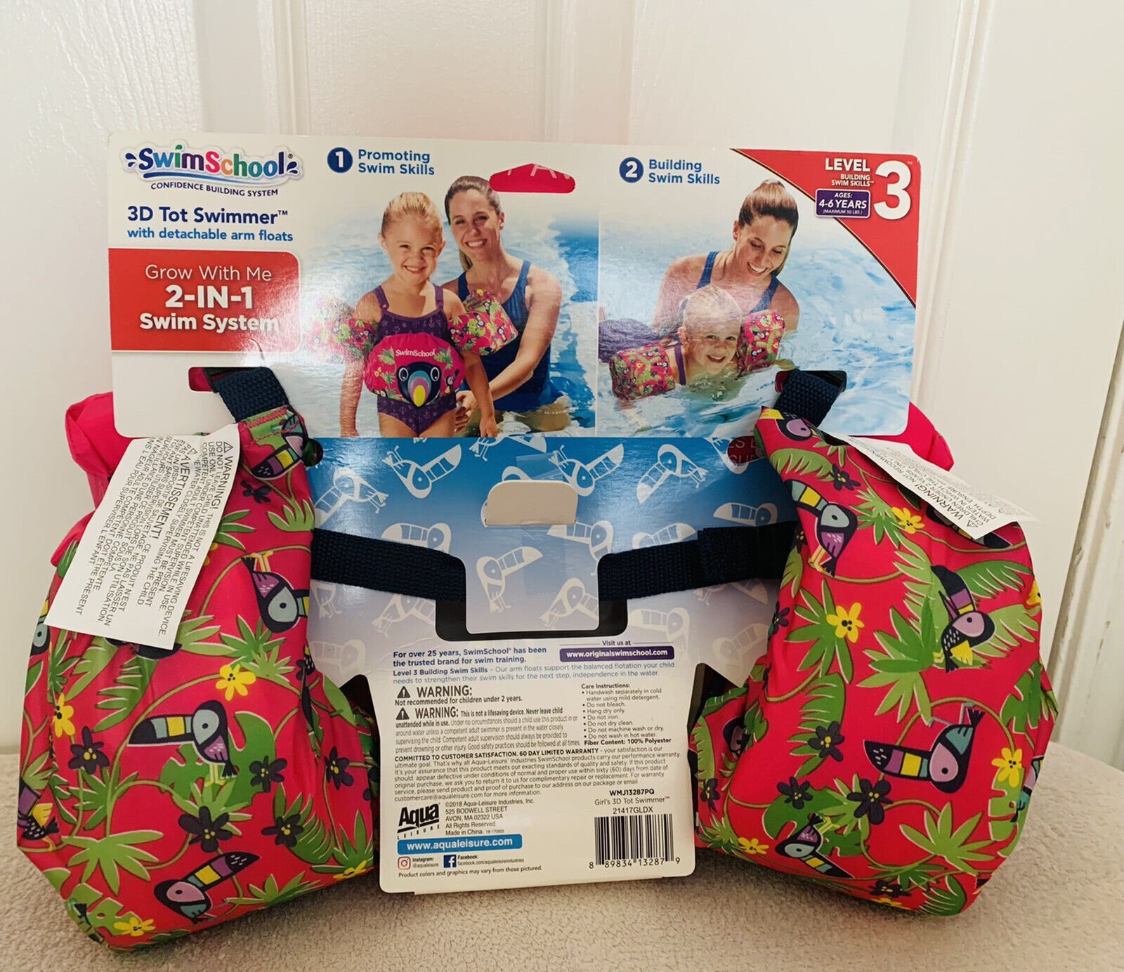 SwimSchool 3D Tot Swimmer Pink – Toucan (4-6 Years) Level 3-NEW!