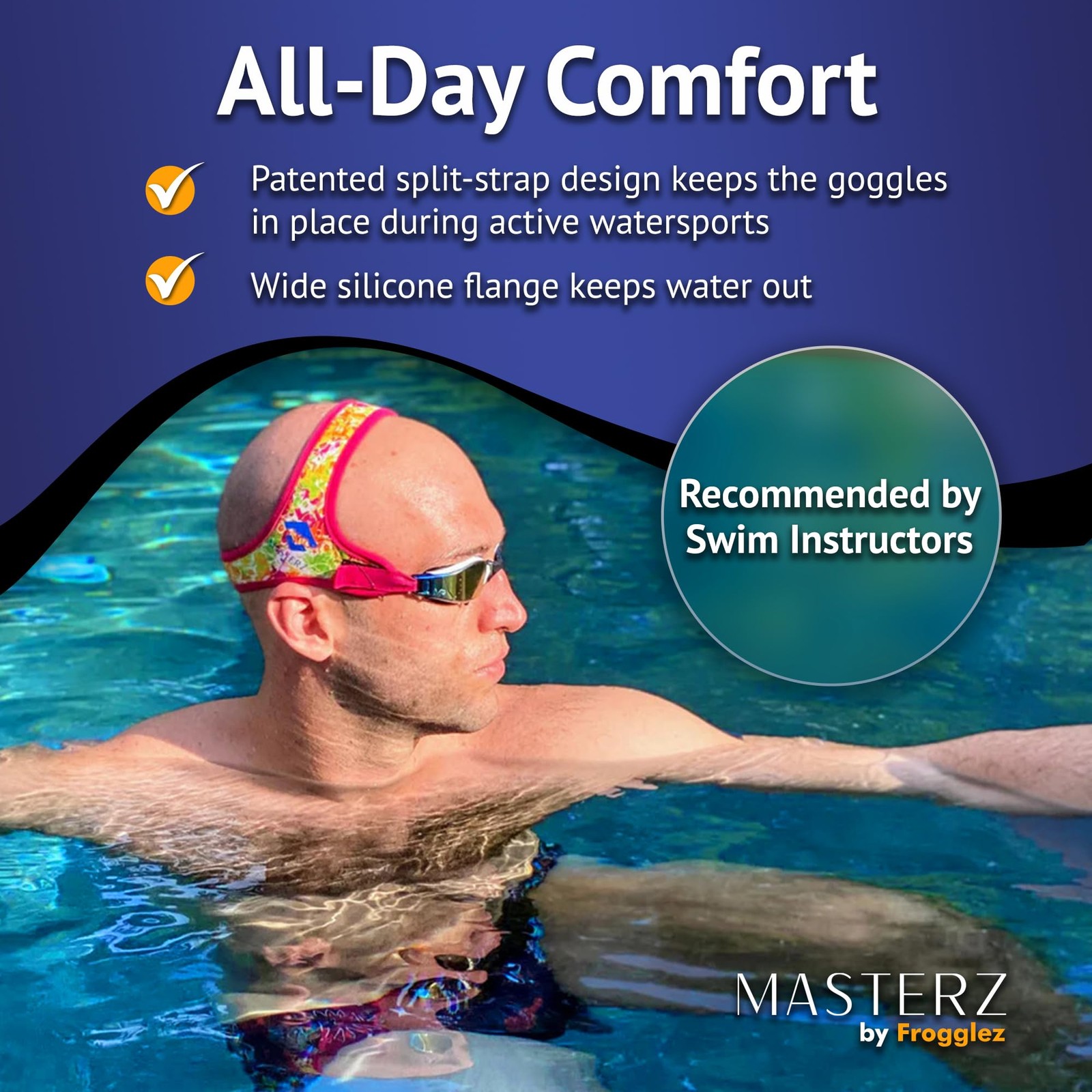 Masterz Swim Goggles for Adults & Teens, Anti Fog Mirrored Goggles