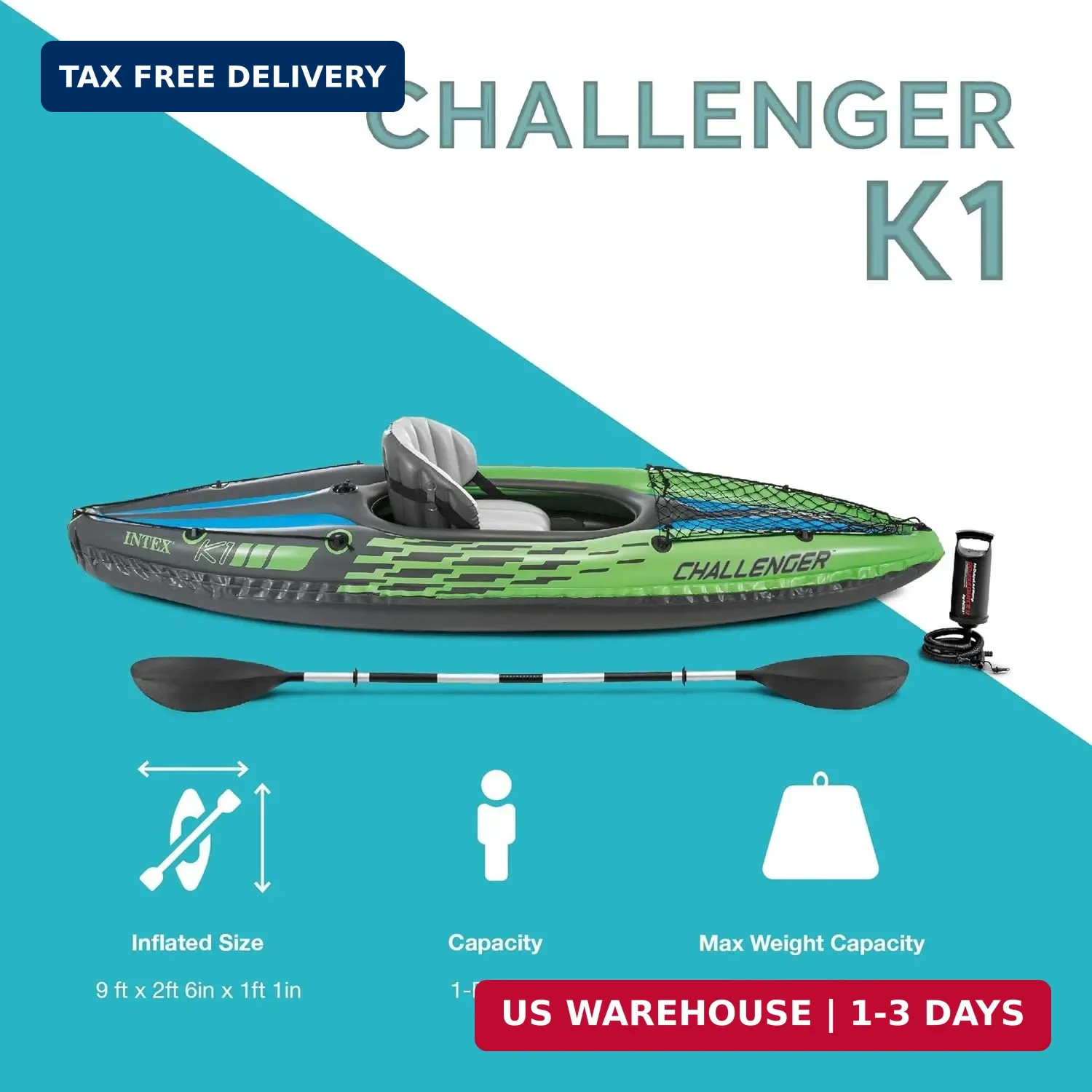 INTEX Challenger Inflatable Kayak Series: Includes Deluxe 86in Kayak Paddles