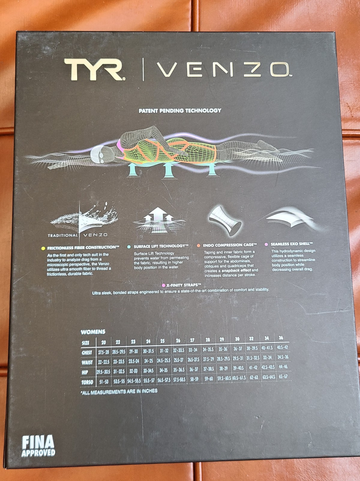 TYR Venzo Swimsuit TechSuit Size 25 Closed Back Genesis USA Flag w/Box 921