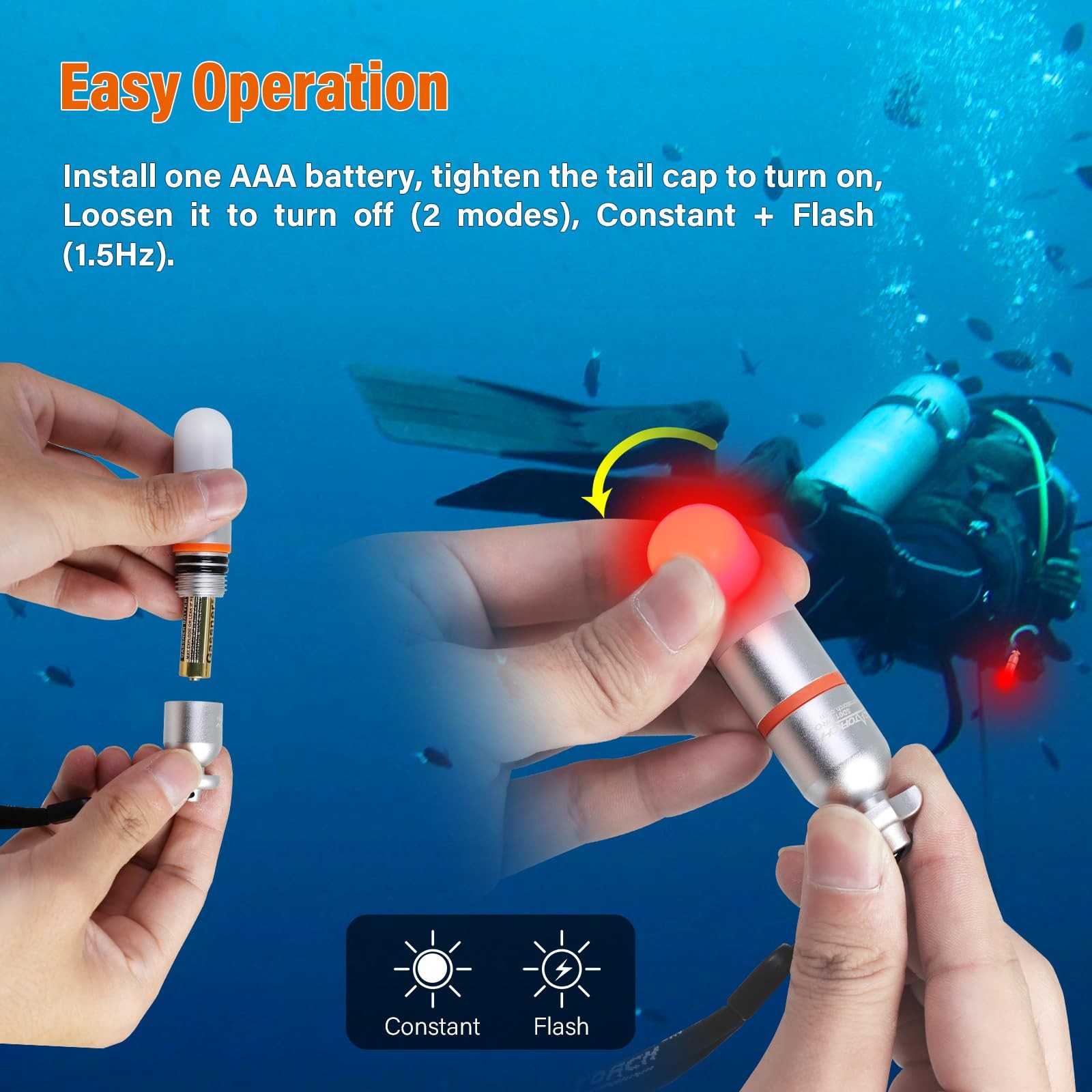 ORCATORCH SD01PRO Upgraded Bright Dive Signal Light, Beacon Mini Tank Marker …