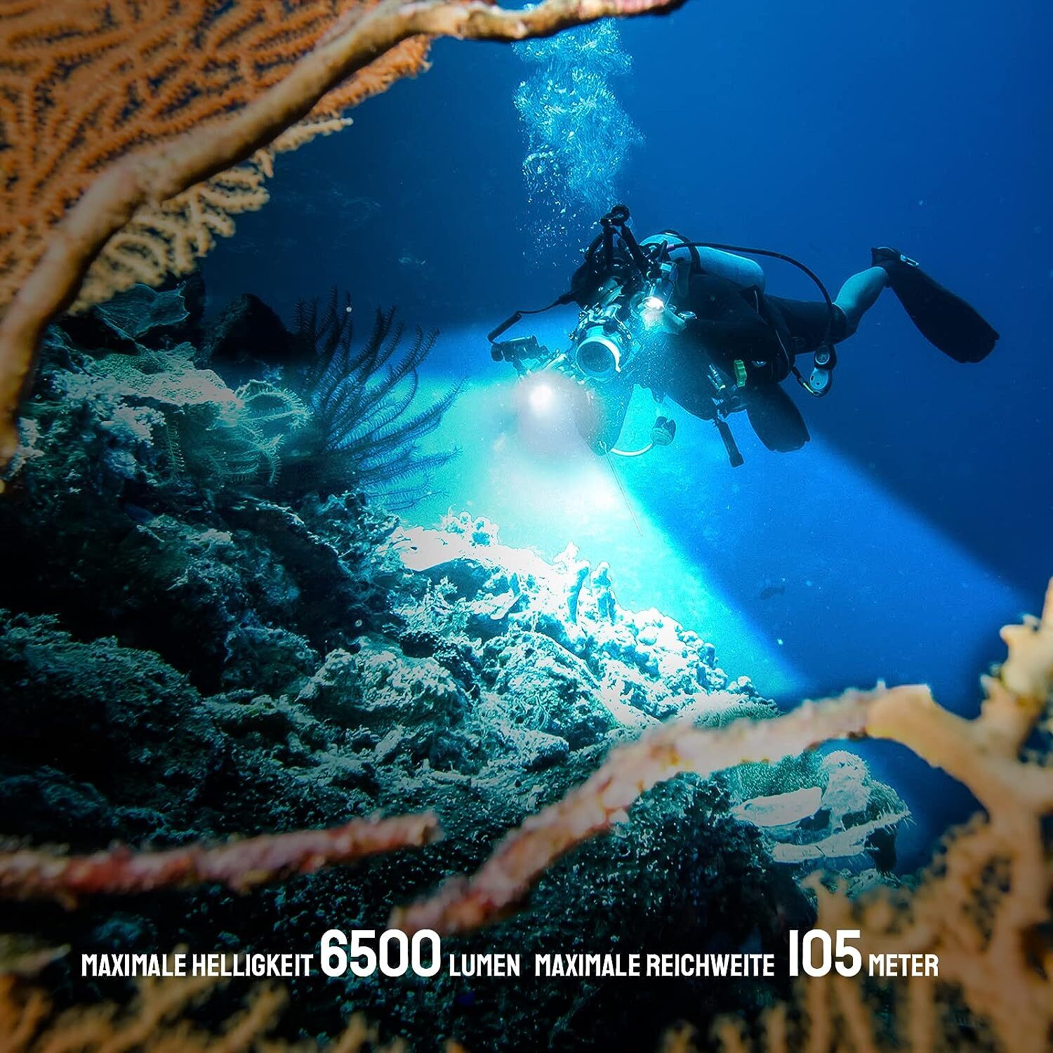 6500LM Super Bright Scuba Diving Lights Video Flashlight Underwater 70M Torch DF