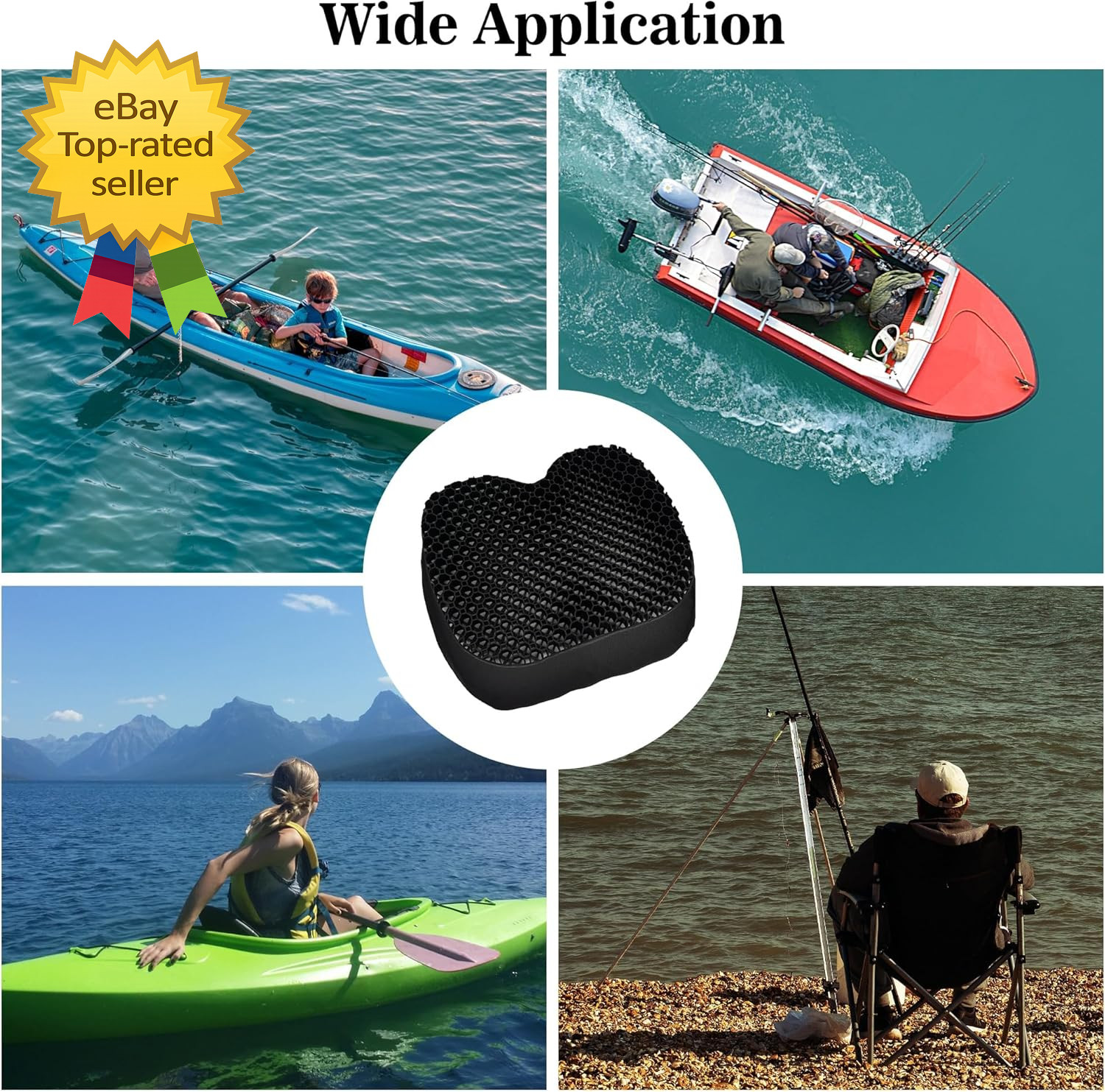 Kayak Seat Cushion Anti Slip Gel Pad for Boat Canoe SUP Chair Long Sitting