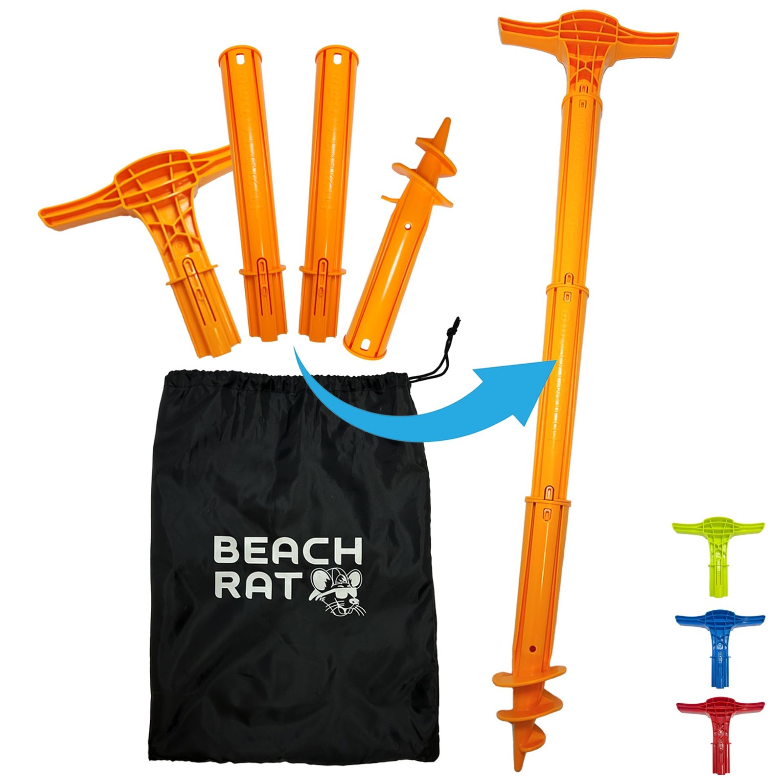 Beach Rat Force Anchor & Storage Bag – 4ft Jet Ski Anchor/Boat Neon Orange