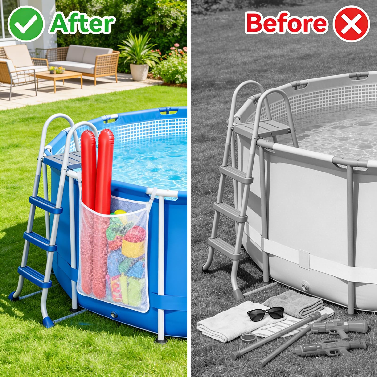 Poolside Perfection! 4-pack Poolside Mesh Storage Bags With Adjustable Straps