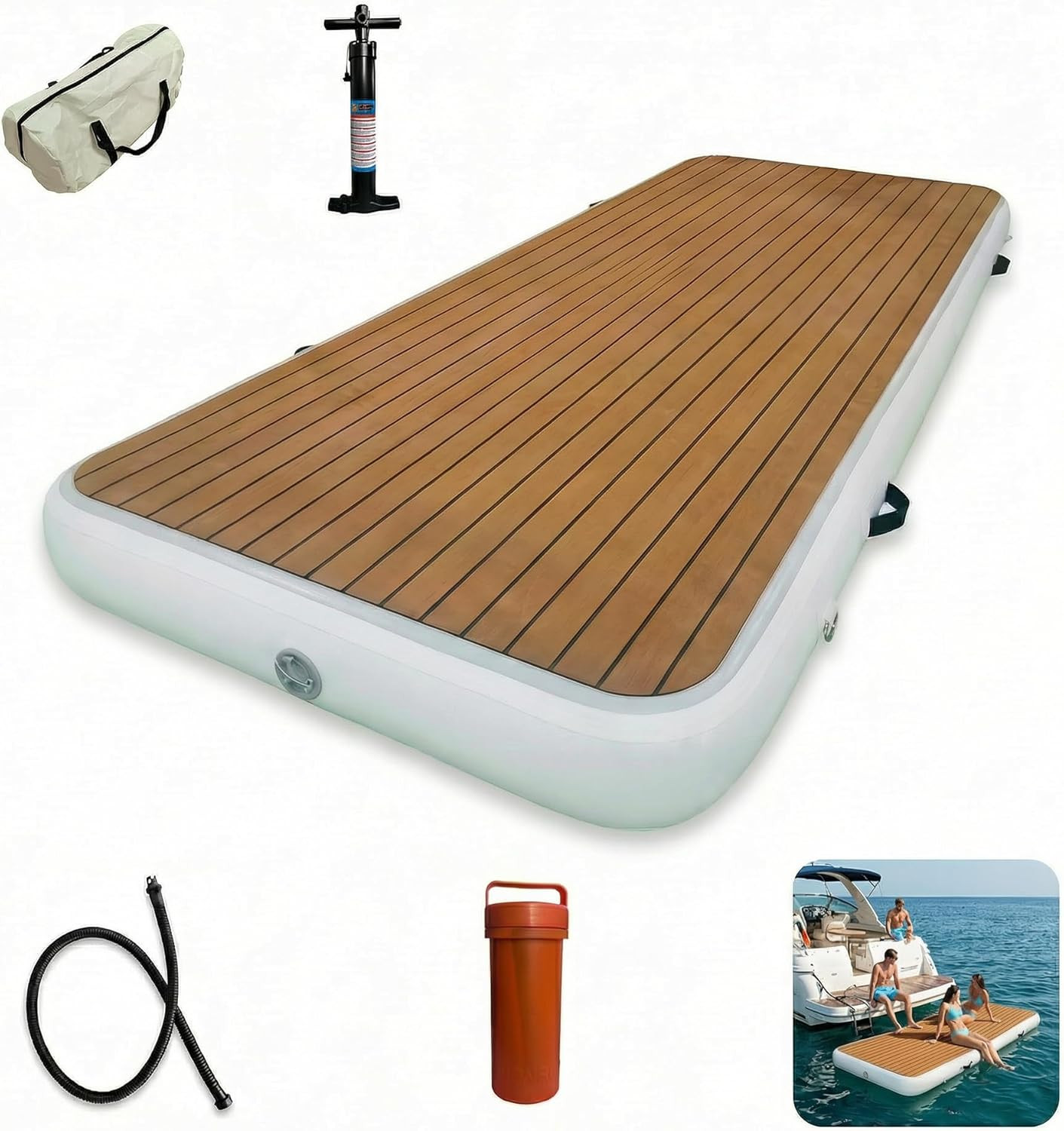 Inflatable Dock Platform 9’10” x 3’3″ – Non-Slip EVA for Boats & Water Fun