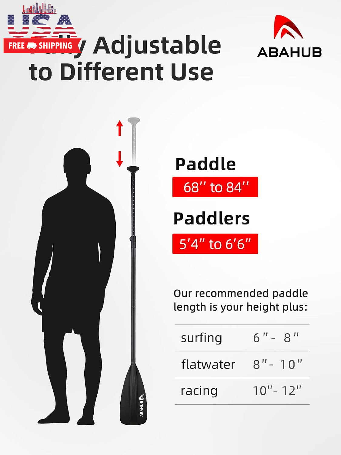 SUP Paddle – 3 Piece Adjustable Paddles – Lightweight Stand-Up Paddle Oars for P