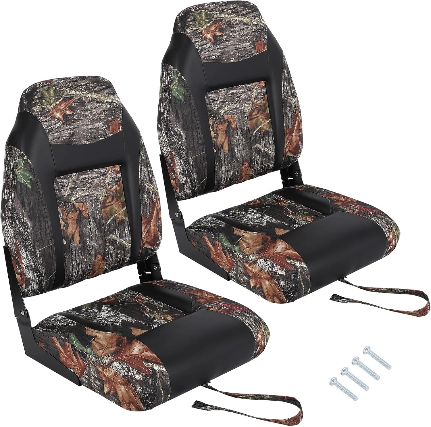 2 Pack Waterproof Folding Boat Seats, High-Back Ergonomic Captain Chairs with Th
