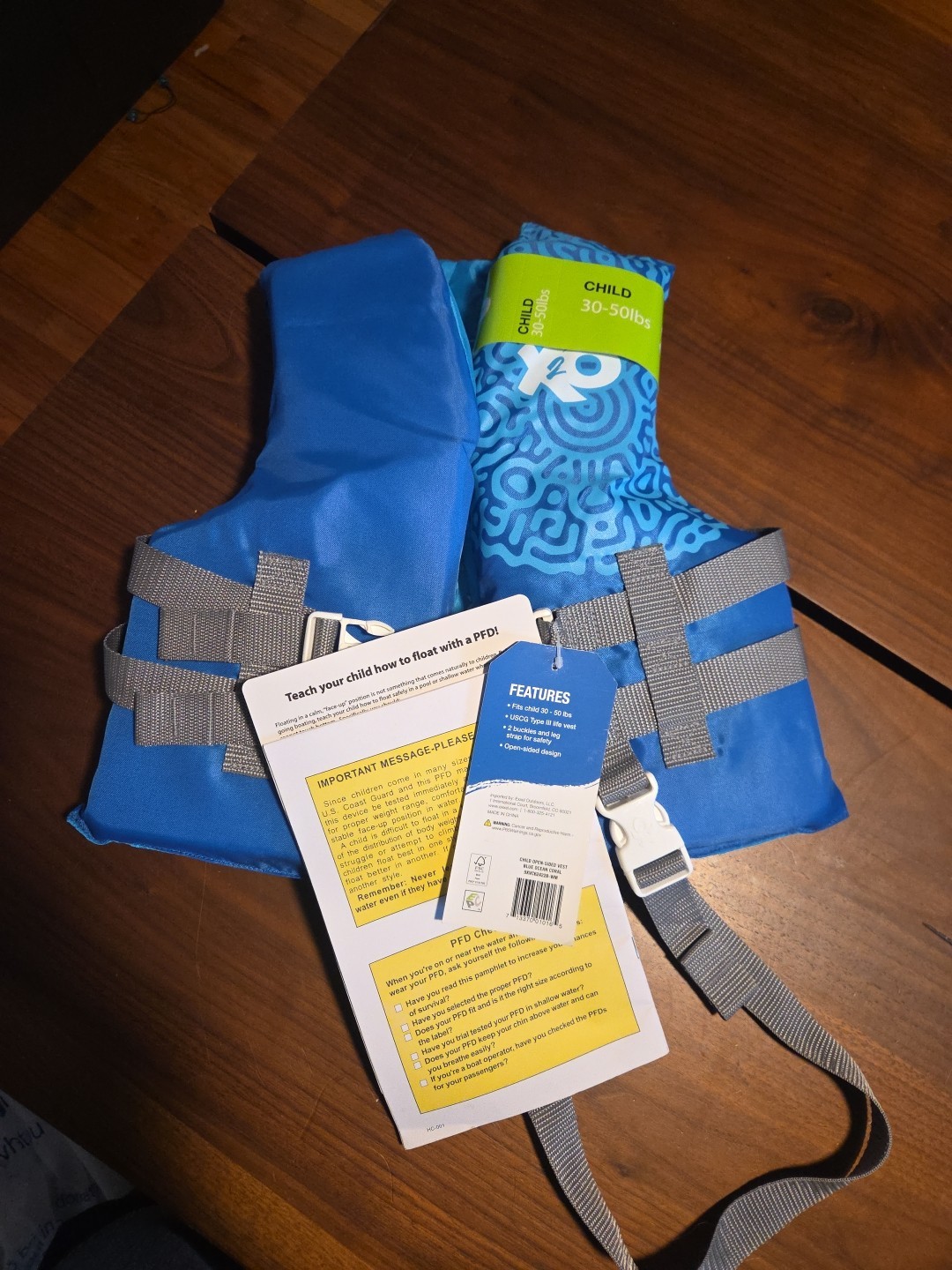 New X2O Life Jacket Universal Youth Life Vest (30-50 Pounds) 710 Blue Ocean