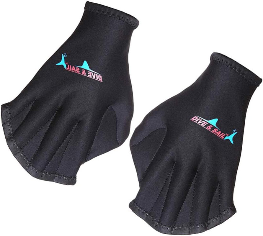 Swimming Aquatic Webbed Gloves Black Aqua Water Training Water Resistance Fit Aq