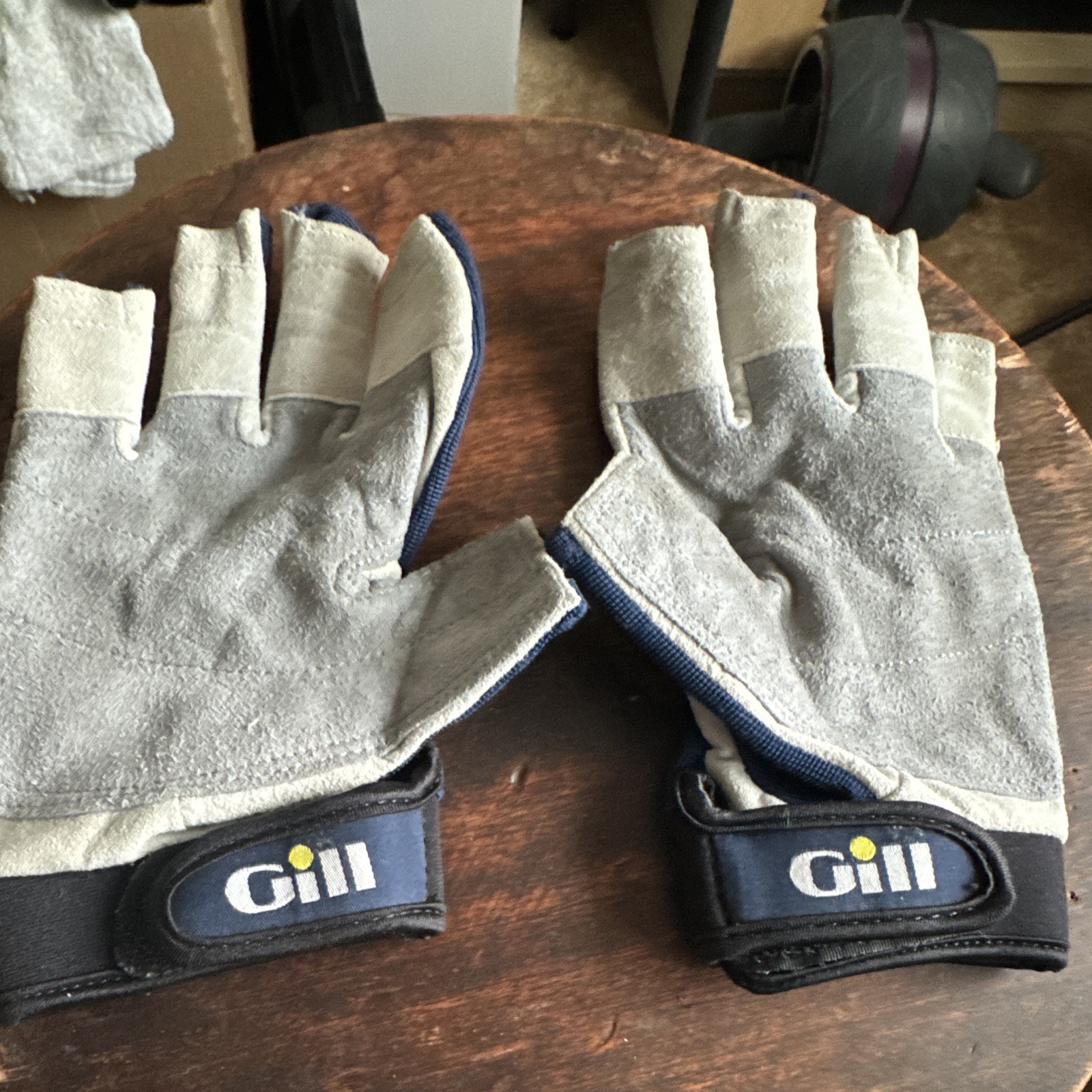 Gill Blue/Gray Fingerless Sailing Gloves Pair w/ Reinforced Palm