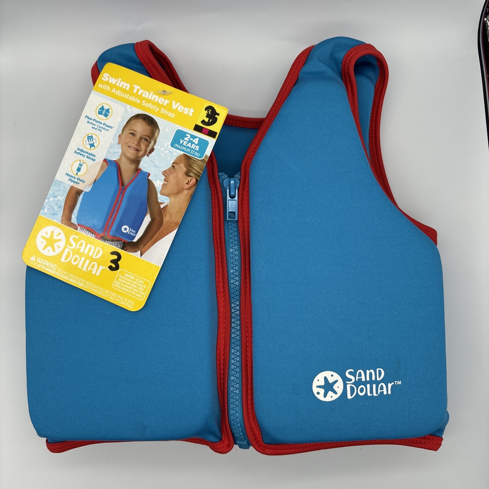 Sand Dollar Swim Trainer Vest Ages 2-4 years Max 33 Pounds Blue (NWT)