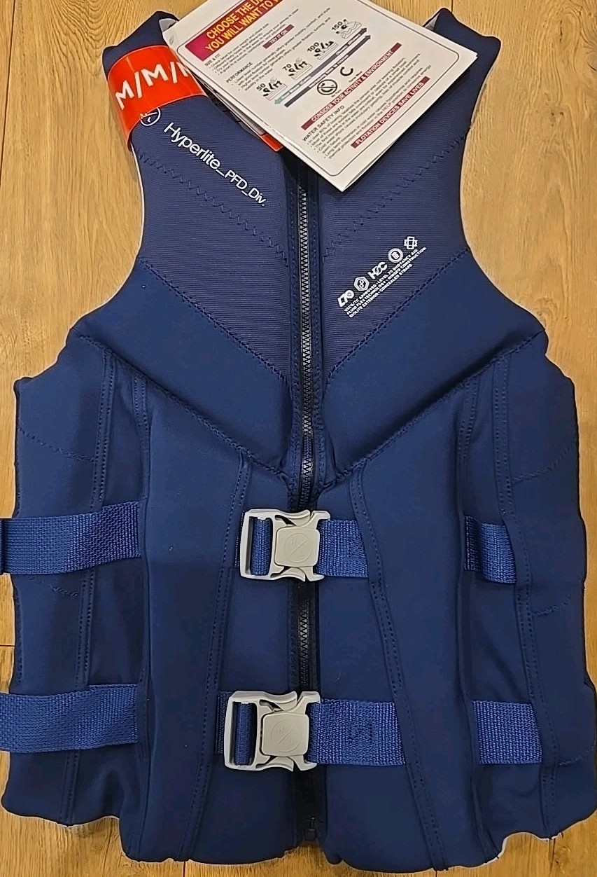 🌟NEW🌟 Hyperlite Men’s Life Vest – US Coast Guard Approved BLUE/GRAY – MEDIUM