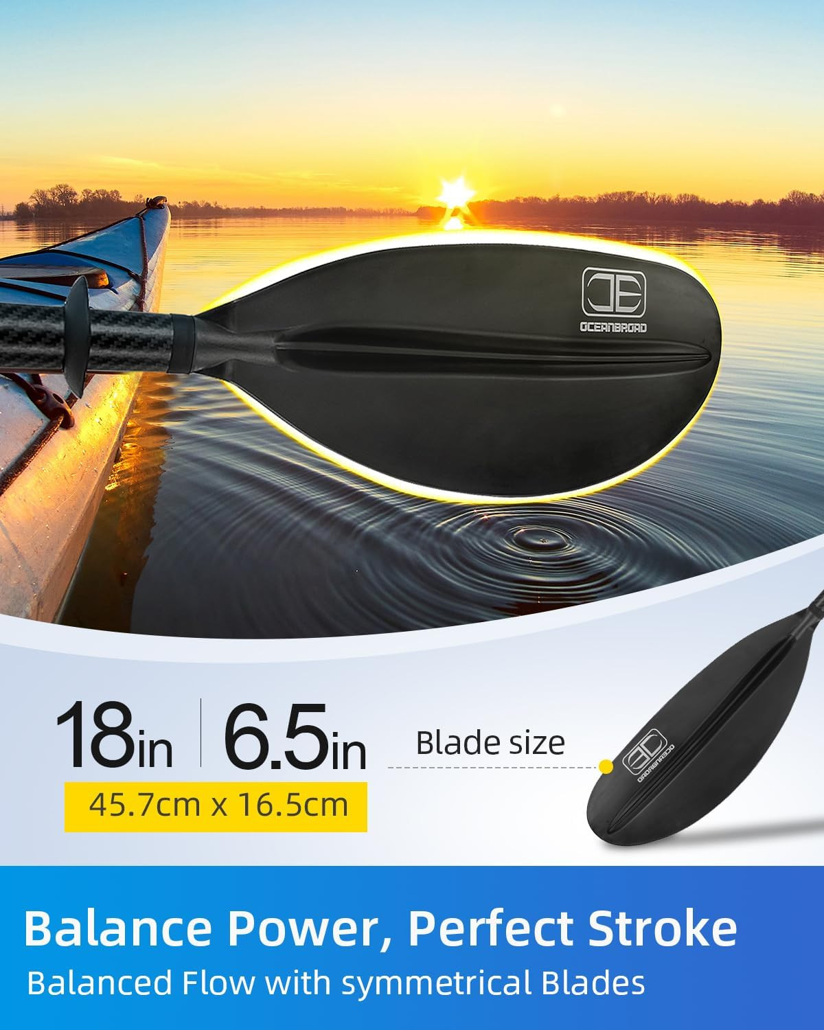 Adjustable Carbon Fiber Kayak Paddle 86In/220Cm to 94In/240Cm Kayaking Oar for A