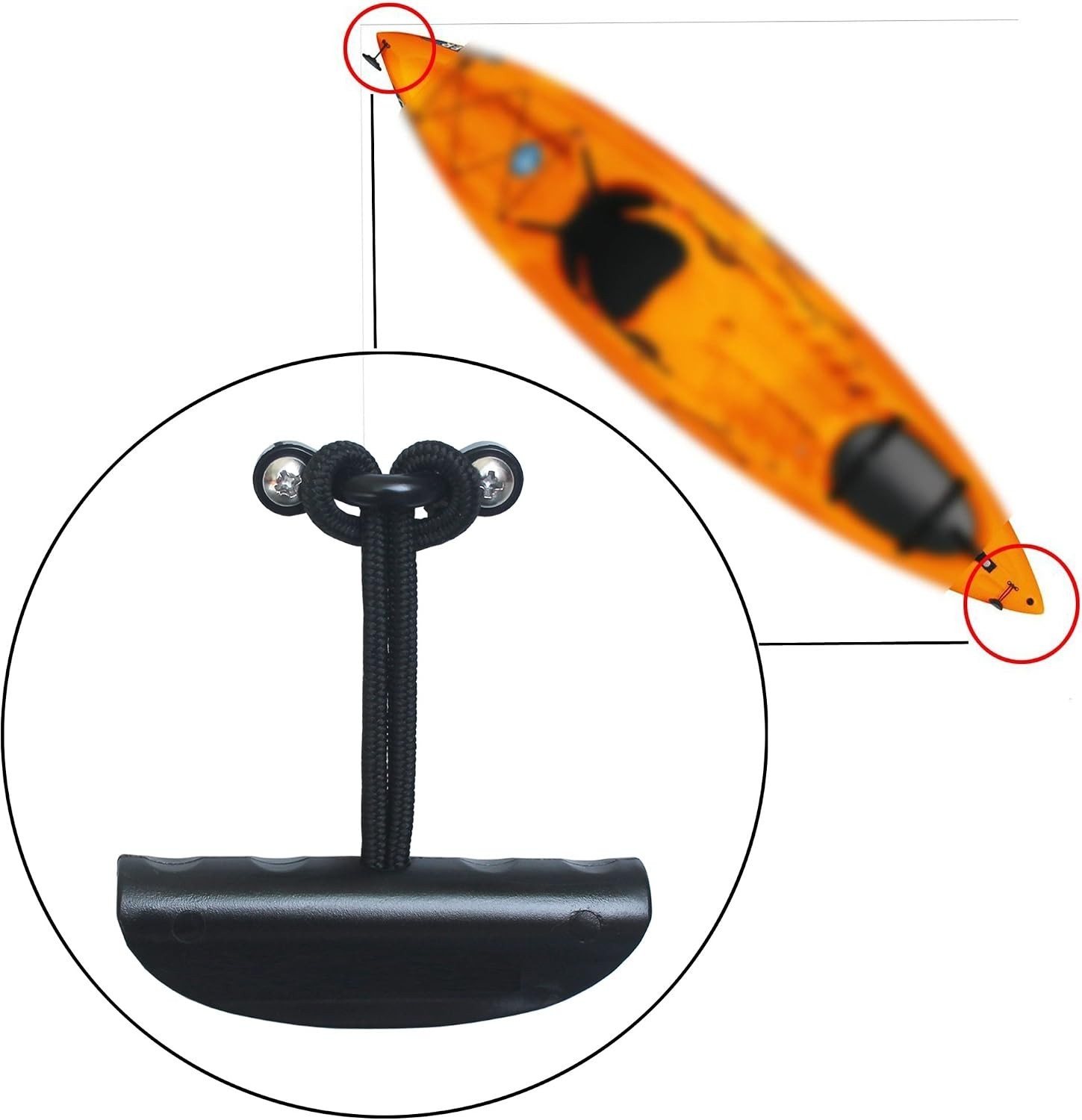 2-Piece Kayak Carry Handle Set with Heavy-Duty Braided Cord & Fasteners