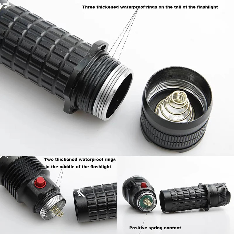 Diving Flashlight Underwater Torch Waterproof Dive Light for Night Fishing Scuba