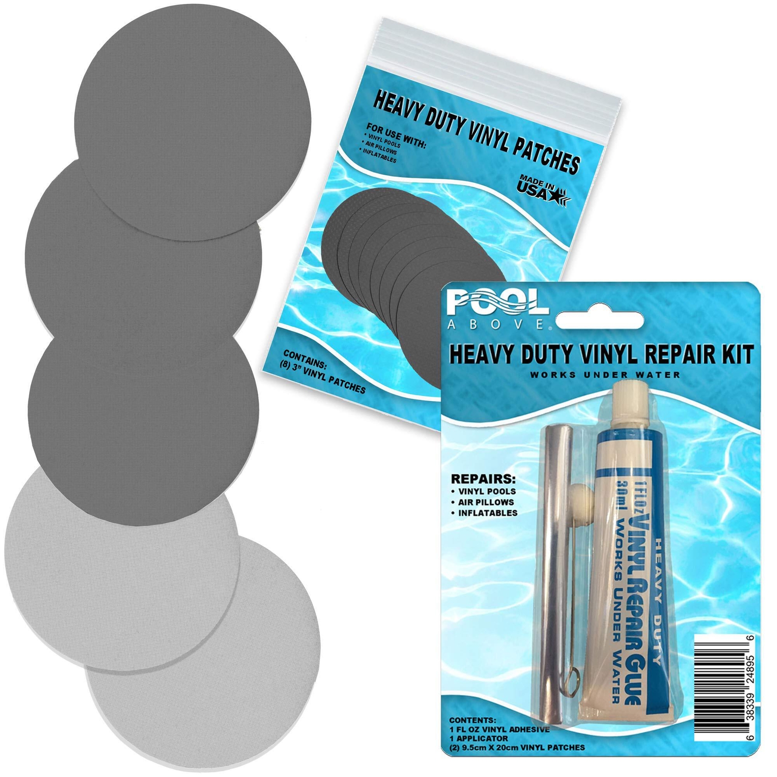 Air Mattress Repair Patch Glue Kit with Grey Fabric