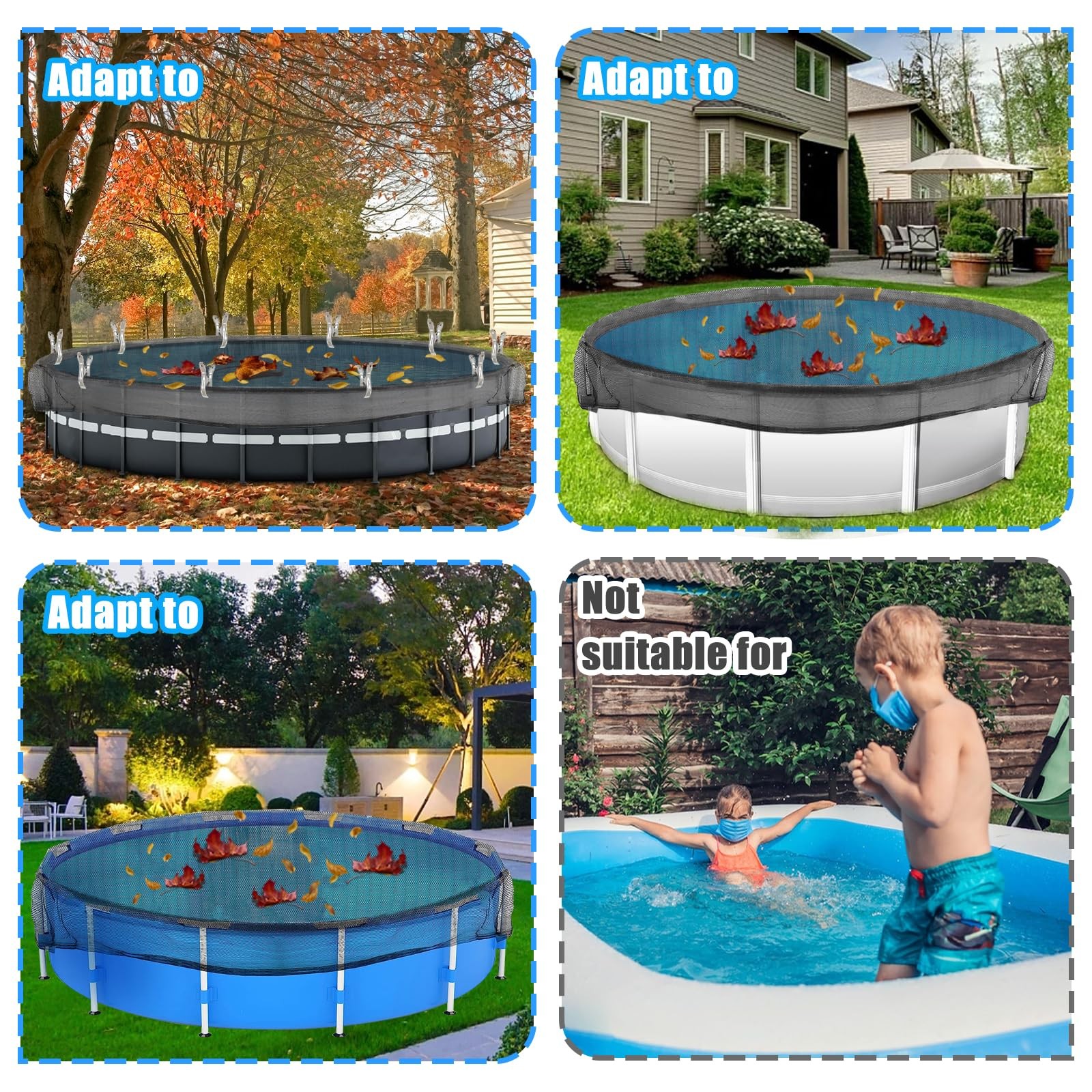 20ft Round Leaf Net Cover for Above Ground Pools Winter Mesh Safety Net
