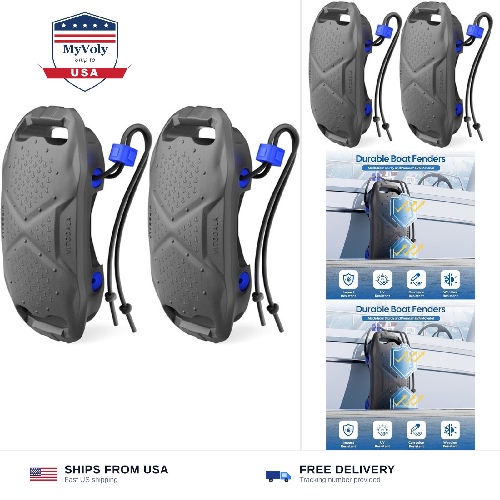 Boat Fenders Boat Bumpers for Docking, Easy to Install EVA Fenders with Quick…