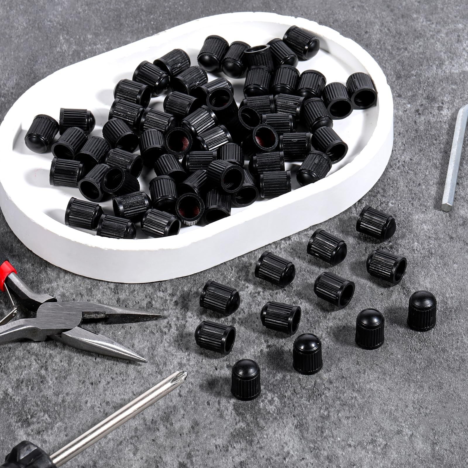1000 Pack Valve Stem Caps Tire Valve Caps with O Rubber Ring Plastic Valve Ti…