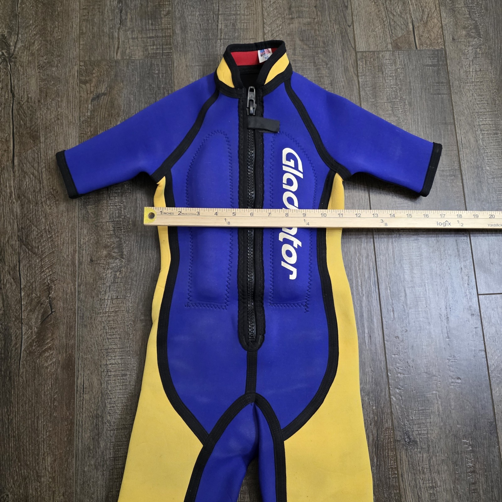 Gladiator Wetsuit Size 10 Youth Junior Kids Boys Blue Yellow w/ Flotation