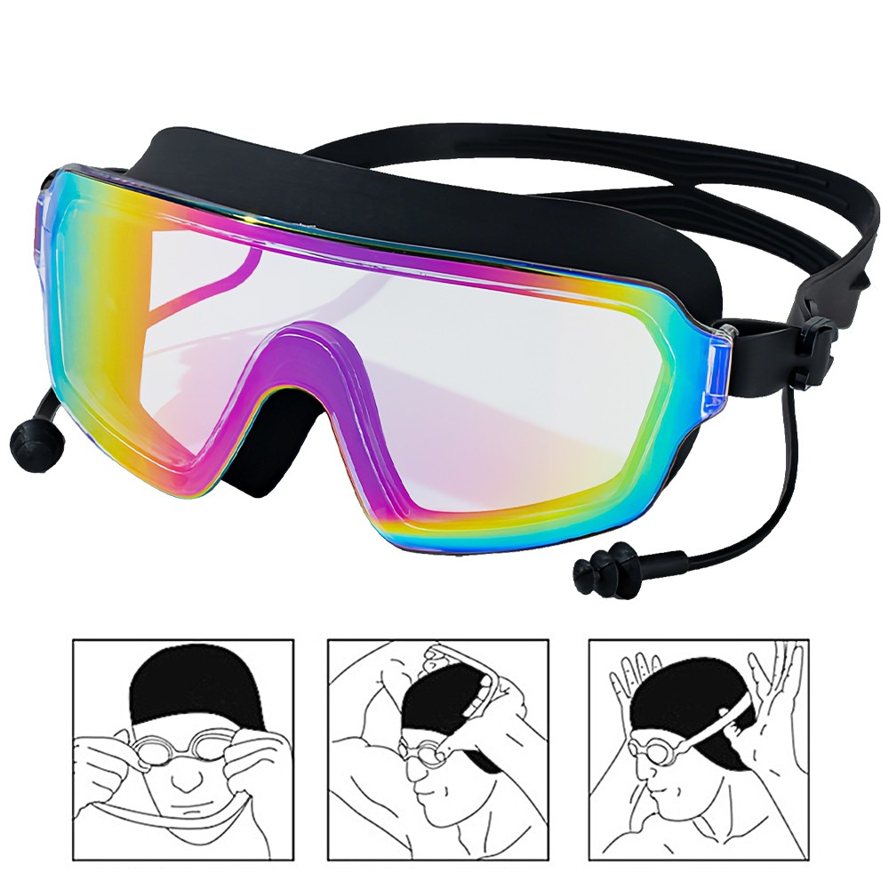 Clear Comfortable Swimming Goggles UV- Anti-Fog Swim Glasses Adult with Earplugs