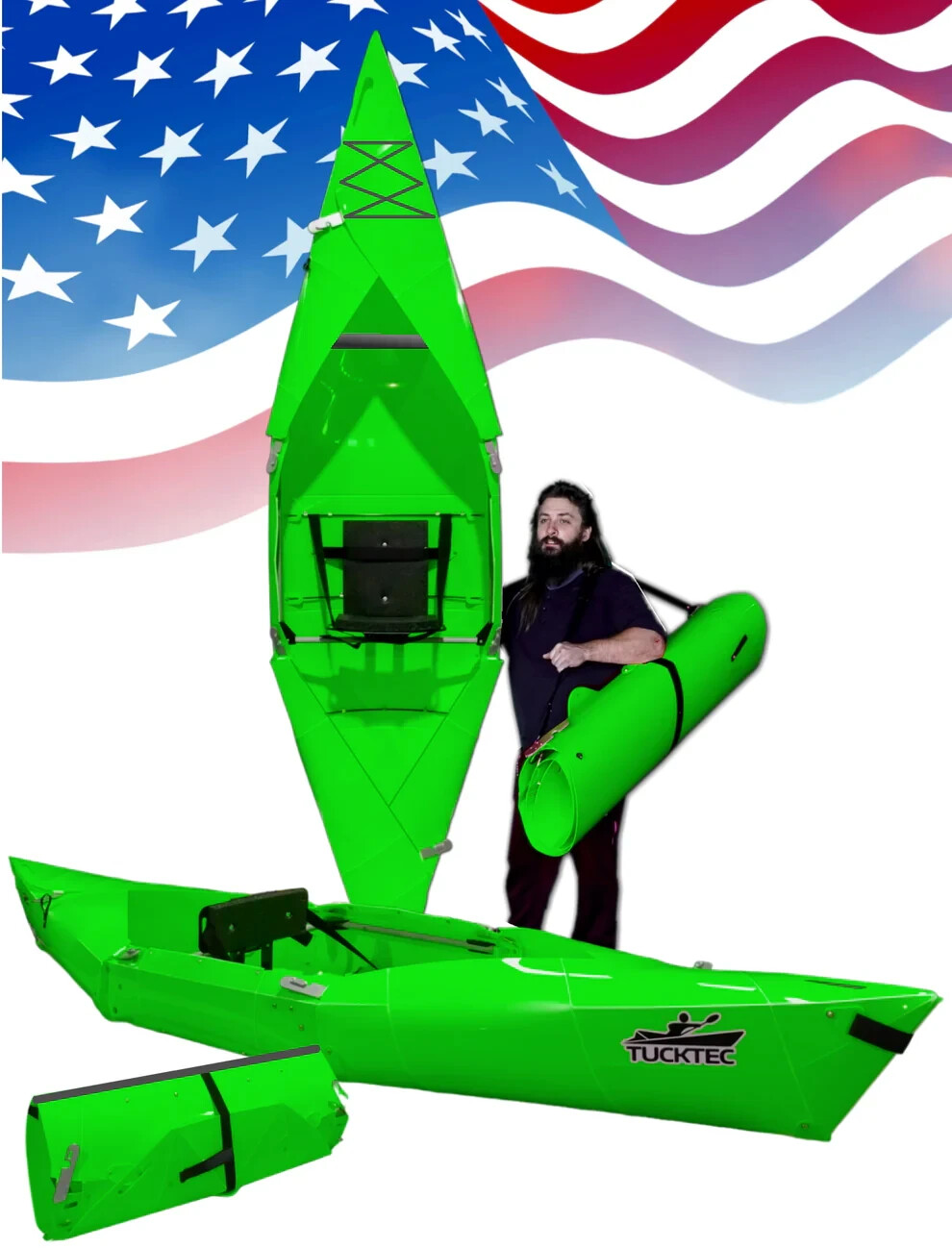 Tucktec Folding Kayak, 10′, CAP 300 lBS 2024 CLOSEOUTS