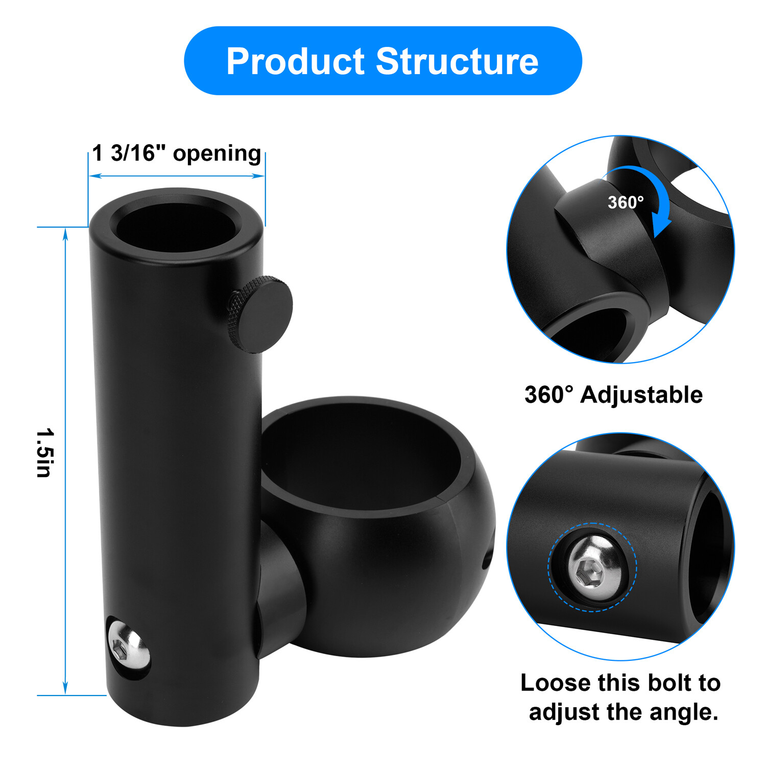 Adjustable Wakeboard Tower Flag Holder Kit Fits 1.5″，1.875″, 2″, 2.25″, 2.375″