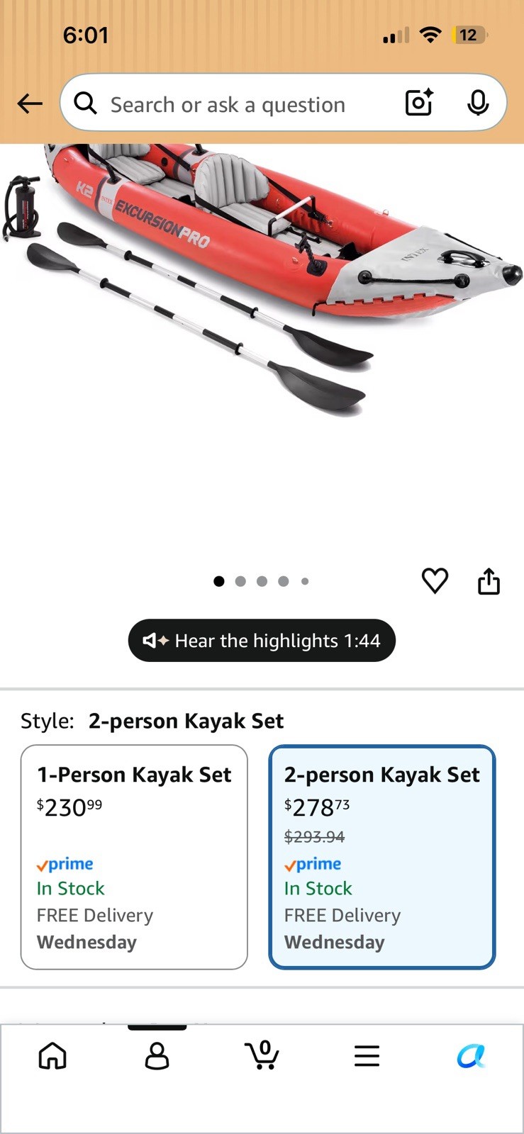 In-Box. Intex 68309EP Excursion Pro K2 Inflatable Kayak Set