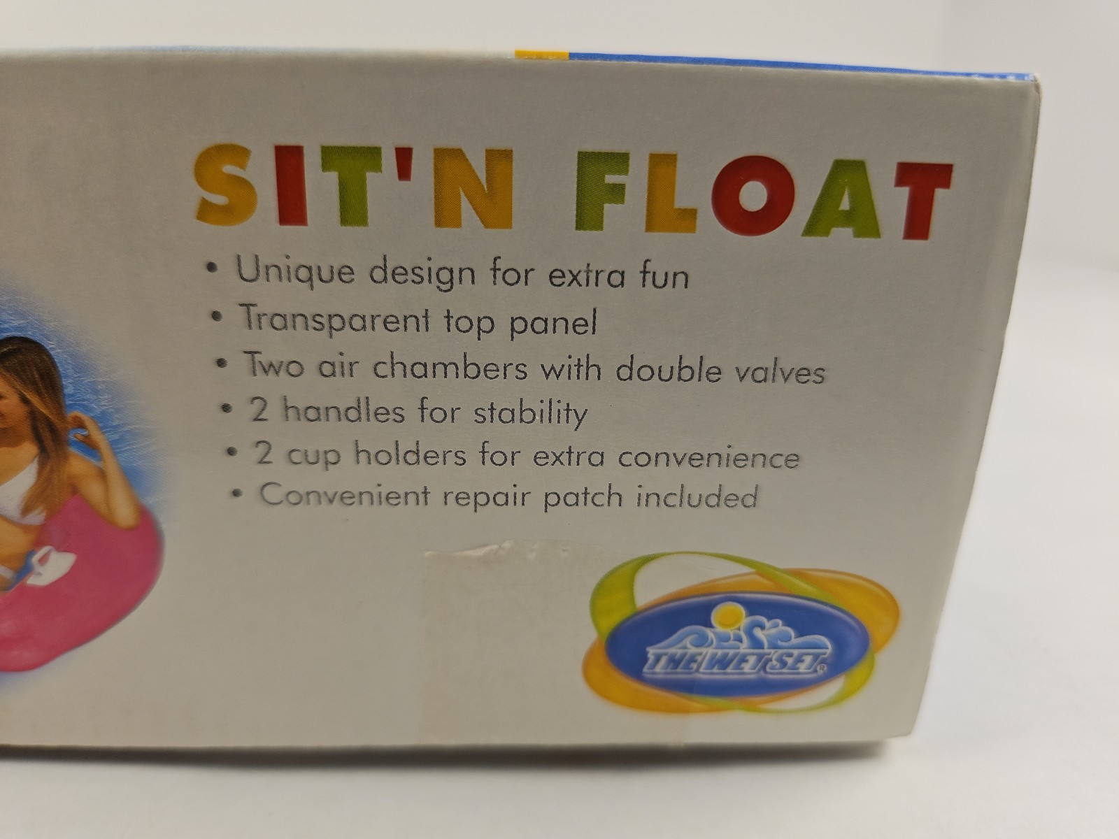 The Wet Set Sit N Float INFLATABLE Pool LOUNGE 60″ X 39″ 2 handles 2 cup holders