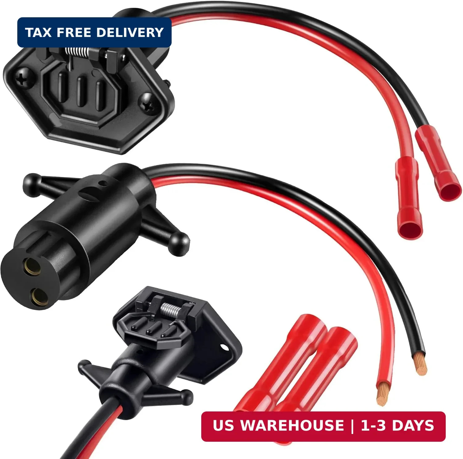 Saillong Trolling Motor Plug, Trolling Motor Plug Receptacle,12V Male & Female C